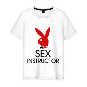 Мужская футболка хлопок с принтом Sex Instructor в Ухте, 100% хлопок | прямой крой, круглый вырез горловины, длина до линии бедер, слегка спущенное плечо. | инструктор
