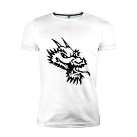 Мужская футболка премиум с принтом Дракон - маска (1) в Ухте, 92% хлопок, 8% лайкра | приталенный силуэт, круглый вырез ворота, длина до линии бедра, короткий рукав | Тематика изображения на принте: 