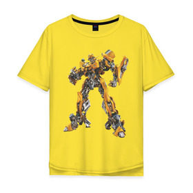 Мужская футболка хлопок Oversize с принтом Bumblebee в Ухте, 100% хлопок | свободный крой, круглый ворот, “спинка” длиннее передней части | bumble bee | bumblebee | трансформеры