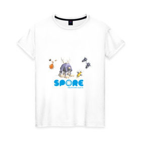 Женская футболка хлопок с принтом Spore (3) в Ухте, 100% хлопок | прямой крой, круглый вырез горловины, длина до линии бедер, слегка спущенное плечо | игры | лаборатория существ | спор