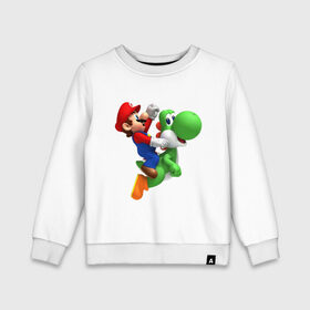 Детский свитшот хлопок с принтом Mario в Ухте, 100% хлопок | круглый вырез горловины, эластичные манжеты, пояс и воротник | mario | nintendo | videogames | аркада | видеоигры | нинтендо | приставки