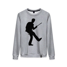 Женский свитшот хлопок с принтом Хаус с тростью в Ухте, 100% хлопок | прямой крой, круглый вырез, на манжетах и по низу широкая трикотажная резинка  | everybody lies | haus | house | все лгут | доктор | хауз | хаус | хью лори