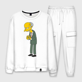 Мужской костюм хлопок с принтом Charles Montgomery Burns в Ухте, 100% хлопок | на свитшоте круглая горловина, мягкая резинка по низу. Брюки заужены к низу, на них два вида карманов: два “обычных” по бокам и два объемных, с клапанами, расположенные ниже линии бедра. Брюки с мягкой трикотажной резинкой на поясе и по низу штанин. В поясе для дополнительного комфорта — широкие завязки | simpsons | симпсоны | симсоны