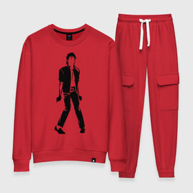 Женский костюм хлопок с принтом Майкл Джексон (9) в Ухте, 100% хлопок | на свитшоте круглая горловина, мягкая резинка по низу. Брюки заужены к низу, на них два вида карманов: два 