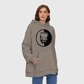 Худи SuperOversize хлопок с принтом Хулиган в Ухте, 70% хлопок, 30% полиэстер, мягкий начес внутри | карман-кенгуру, эластичная резинка на манжетах и по нижней кромке, двухслойный капюшон
 | злая собака | питбуль | фан клуб спартака | фк спартак | хулиган