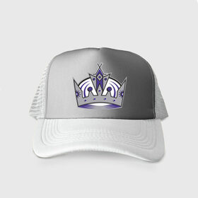 Кепка тракер с сеткой с принтом Los Angeles Kings в Ухте, трикотажное полотно; задняя часть — сетка | длинный козырек, универсальный размер, пластиковая застежка | 