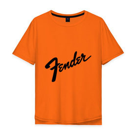 Мужская футболка хлопок Oversize с принтом Fender в Ухте, 100% хлопок | свободный крой, круглый ворот, “спинка” длиннее передней части | fender | heavy metal | metal | rock | trash metal | квартет | метал | панк | рок | рок группа | рок группы | трэш метал | фендер | хеви метал