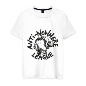 Мужская футболка хлопок с принтом Anti Nowhere League в Ухте, 100% хлопок | прямой крой, круглый вырез горловины, длина до линии бедер, слегка спущенное плечо. | Тематика изображения на принте: metall | punk | rock | метал | металл | панк | панк рок | рок