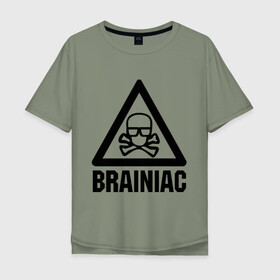 Мужская футболка хлопок Oversize с принтом Brainiac в Ухте, 100% хлопок | свободный крой, круглый ворот, “спинка” длиннее передней части | brainiac | брейниак | комиксы | мозг | череп