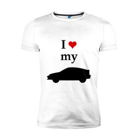 Мужская футболка премиум с принтом I love my CRX (2) в Ухте, 92% хлопок, 8% лайкра | приталенный силуэт, круглый вырез ворота, длина до линии бедра, короткий рукав | Тематика изображения на принте: car | crx | i love my crx | авто | автомобиль | машины | тачки