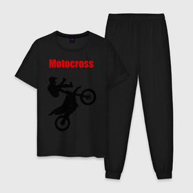 Мужская пижама хлопок с принтом Motokross (4) в Ухте, 100% хлопок | брюки и футболка прямого кроя, без карманов, на брюках мягкая резинка на поясе и по низу штанин
 | Тематика изображения на принте: moto gp | motokross | x fighters | мото | мотокросс | х файтерс | экстрим