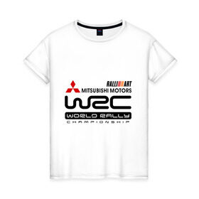 Женская футболка хлопок с принтом Mitsubishi wrc в Ухте, 100% хлопок | прямой крой, круглый вырез горловины, длина до линии бедер, слегка спущенное плечо | championship | mitsubishi | mitsubishi motors | mitsubishi wrc | rally | world rally | wrc | авто2012