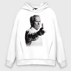 Мужское худи Oversize хлопок с принтом Клинт Иствуд в Ухте, френч-терри — 70% хлопок, 30% полиэстер. Мягкий теплый начес внутри —100% хлопок | боковые карманы, эластичные манжеты и нижняя кромка, капюшон на магнитной кнопке | вестерн | гран торино | клинт иствуд