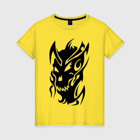 Женская футболка хлопок Демон - татуировка: в Ухте, 100% хлопок | прямой крой, круглый вырез горловины, длина до линии бедер, слегка спущенное плечо | tribal | демон | дьявол | орнамент | татуировка | трайбл | трибал | узор