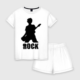 Женская пижама с шортиками хлопок с принтом Rock (5) в Ухте, 100% хлопок | футболка прямого кроя, шорты свободные с широкой мягкой резинкой | heavy metal | metal | muse | rock | trash metal | альтернатива | квартет | лица | метал | рок | рок группа | рок группы | трэш метал | хеви метал
