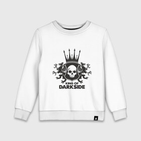 Детский свитшот хлопок с принтом King of Dark Side в Ухте, 100% хлопок | круглый вырез горловины, эластичные манжеты, пояс и воротник | Тематика изображения на принте: king of dark side | король темной стороны | череп