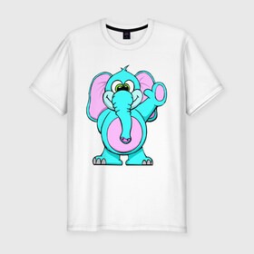 Мужская футболка премиум с принтом Слоник (2) в Ухте, 92% хлопок, 8% лайкра | приталенный силуэт, круглый вырез ворота, длина до линии бедра, короткий рукав | Тематика изображения на принте: 