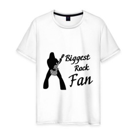 Мужская футболка хлопок с принтом Rock Fan в Ухте, 100% хлопок | прямой крой, круглый вырез горловины, длина до линии бедер, слегка спущенное плечо. | rock | крупнейший рок поклонник | музыка | рок | рок музыка | фанат | фанат рока