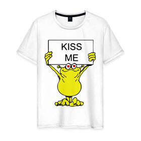 Мужская футболка хлопок с принтом Kiss me (4) в Ухте, 100% хлопок | прямой крой, круглый вырез горловины, длина до линии бедер, слегка спущенное плечо. | 