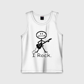 Детская майка хлопок с принтом Чувак с гитарой - I Rock в Ухте,  |  | Тематика изображения на принте: гитара