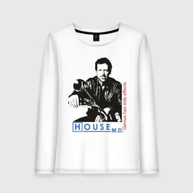 Женский лонгслив хлопок с принтом House m d Genious в Ухте, 100% хлопок |  | house | house md | доктор хауз | доктор хаус | хаус | хью лори