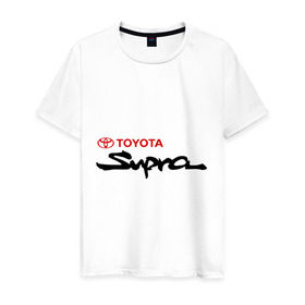Мужская футболка хлопок с принтом Toyota Supra в Ухте, 100% хлопок | прямой крой, круглый вырез горловины, длина до линии бедер, слегка спущенное плечо. | supra | toyota | toyota supra | супра | тойота | тойота супра