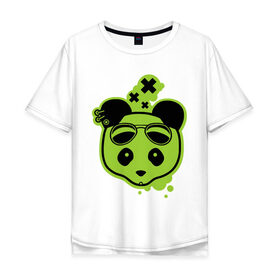 Мужская футболка хлопок Oversize с принтом Cool Panda в Ухте, 100% хлопок | свободный крой, круглый ворот, “спинка” длиннее передней части | Тематика изображения на принте: панда