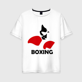 Женская футболка хлопок Oversize с принтом Russia boxing в Ухте, 100% хлопок | свободный крой, круглый ворот, спущенный рукав, длина до линии бедер
 | кикбоксинг