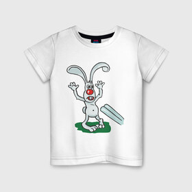 Детская футболка хлопок с принтом Охота (2) в Ухте, 100% хлопок | круглый вырез горловины, полуприлегающий силуэт, длина до линии бедер | добыча | заяц | охота | прикольные | ружье