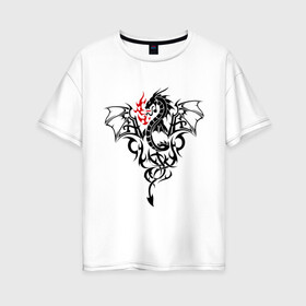 Женская футболка хлопок Oversize с принтом Дракон в Ухте, 100% хлопок | свободный крой, круглый ворот, спущенный рукав, длина до линии бедер
 | татуировка