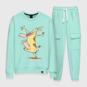 Женский костюм хлопок с принтом Корова танцует в Ухте, 100% хлопок | на свитшоте круглая горловина, мягкая резинка по низу. Брюки заужены к низу, на них два вида карманов: два 