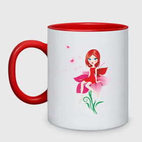 Кружка двухцветная Дюймовочка: в Ухте, керамика | объем — 330 мл, диаметр — 80 мм. Цветная ручка и кайма сверху, в некоторых цветах — вся внутренняя часть |