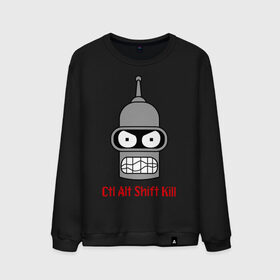 Мужской свитшот хлопок с принтом Ctrl Alt Shift Kill (Бендер) в Ухте, 100% хлопок |  | bender | futurama | бендер | футурама