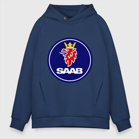 Мужское худи Oversize хлопок с принтом Saab в Ухте, френч-терри — 70% хлопок, 30% полиэстер. Мягкий теплый начес внутри —100% хлопок | боковые карманы, эластичные манжеты и нижняя кромка, капюшон на магнитной кнопке | auto | saab | авто | автобренды | автомобили | машины | тачки | тюнинг
