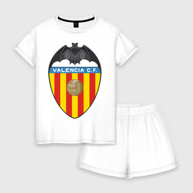 Женская пижама с шортиками хлопок с принтом Spanish Primera. Valencia FC в Ухте, 100% хлопок | футболка прямого кроя, шорты свободные с широкой мягкой резинкой | valencia | valencia fc | валенсия | евро 2012 | испания | сборная испании | фк | футбольный клуб