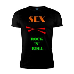 Мужская футболка премиум с принтом Sex, пельмени and rock`n`roll в Ухте, 92% хлопок, 8% лайкра | приталенный силуэт, круглый вырез ворота, длина до линии бедра, короткий рукав | хиппи
