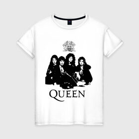 Женская футболка хлопок с принтом Queen All в Ухте, 100% хлопок | прямой крой, круглый вырез горловины, длина до линии бедер, слегка спущенное плечо | freddie mercury | heavy metal | queen | rock | группа queen | квин | куин | логотип | меркури | меркюри | музыка | рок | рок группа | рок группы | фредди меркьюри | фреди | хэви метал