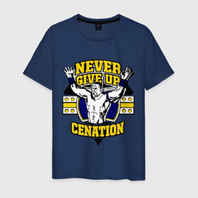 Мужская футболка хлопок с принтом WWE John Cena Never Give Up (3) в Ухте, 100% хлопок | прямой крой, круглый вырез горловины, длина до линии бедер, слегка спущенное плечо. | джон сина