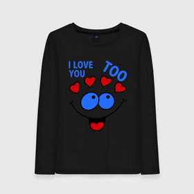 Женский лонгслив хлопок с принтом Парная Love You Too в Ухте, 100% хлопок |  | 