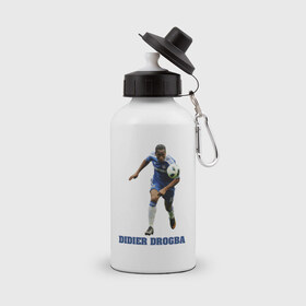 Бутылка спортивная с принтом Didier Drogba - Chelsea в Ухте, металл | емкость — 500 мл, в комплекте две пластиковые крышки и карабин для крепления | chelsea | didier drogba | евро 2012 | сборная америки | сша футбол | фк челси | челси