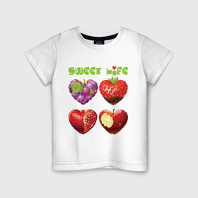 Детская футболка хлопок с принтом Sweet Life - Сладкая жизнь в Ухте, 100% хлопок | круглый вырез горловины, полуприлегающий силуэт, длина до линии бедер | sweet life | конфеты | сладкая жизнь | сладкое | сладости | сладость