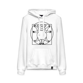 Женская толстовка хлопок с принтом Поросенок да Винчи в Ухте, френч-терри, мягкий теплый начес внутри (100% хлопок) | карман-кенгуру, эластичные манжеты и нижняя кромка, капюшон с подкладом и шнурком | да винчи | леонардо | леонардо да винчи | поросенок | поросенок да винчи | свинья