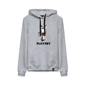 Женская толстовка хлопок с принтом Плейбой (2) в Ухте, френч-терри, мягкий теплый начес внутри (100% хлопок) | карман-кенгуру, эластичные манжеты и нижняя кромка, капюшон с подкладом и шнурком | playboy | зайчик | заяц | плейбой