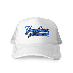 Кепка тракер с сеткой с принтом NY Yankees (3) в Ухте, трикотажное полотно; задняя часть — сетка | длинный козырек, универсальный размер, пластиковая застежка | baseball | major league basebal | mlb | ny | staten island | yankees | америка | бейсбол | бита | главная лига бейсбола | нью йорк янкиз | статен айленд | сша | янки