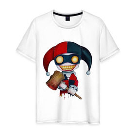 Мужская футболка хлопок с принтом Клоун арлекин (2) в Ухте, 100% хлопок | прямой крой, круглый вырез горловины, длина до линии бедер, слегка спущенное плечо. | Тематика изображения на принте: арлекин | клоун | клоун арлекин