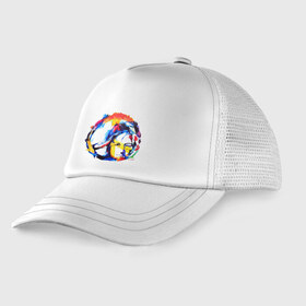 Детская кепка тракер с принтом John Lennon - Peace в Ухте, Козырек - 100% хлопок. Кепка - 100% полиэстер, Задняя часть - сетка | универсальный размер, пластиковая застёжка | Тематика изображения на принте: 60е | lennon | mc cartney | битлз | битлс | битлы | леннон | ленон | маккартни | ретро