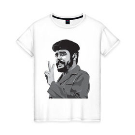 Женская футболка хлопок с принтом Peace Che Guevara в Ухте, 100% хлопок | прямой крой, круглый вырез горловины, длина до линии бедер, слегка спущенное плечо | че гевара