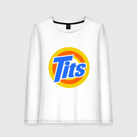 Женский лонгслив хлопок с принтом Tits (Титьки) в Ухте, 100% хлопок |  | груди | грудь | стиральный | тайд