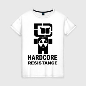 Женская футболка хлопок с принтом Hardcore resistance в Ухте, 100% хлопок | прямой крой, круглый вырез горловины, длина до линии бедер, слегка спущенное плечо | 