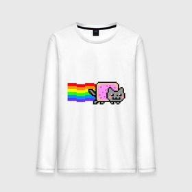 Мужской лонгслив хлопок с принтом Nyan Cat в Ухте, 100% хлопок |  | nyan cat | интернет приколы | кошка | нян кэт